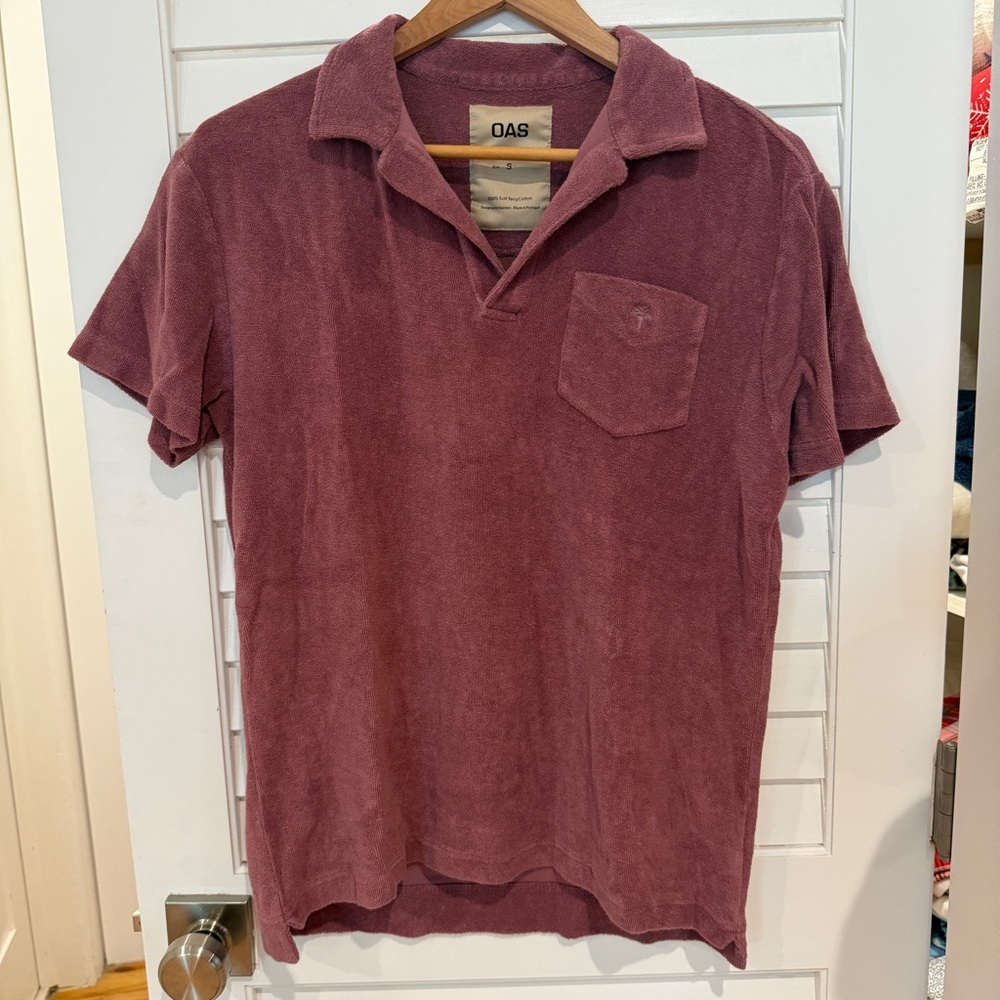 OAS Terry Shirt Men’s Sz S Summer Short Sleeve Beach Johnny Collar
